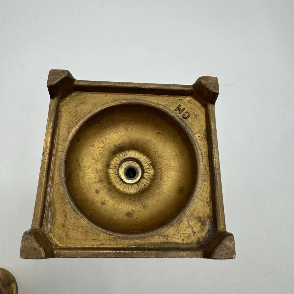 Brass Candlestick Holders Set‎ of 2 Gold Square Base Vintage Style 6.5